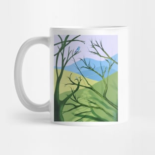 Blue mountain bird Mug